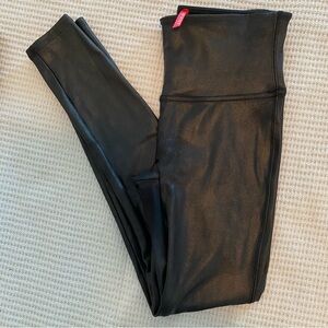 SPANX sleek faux black leather finish leggings size small